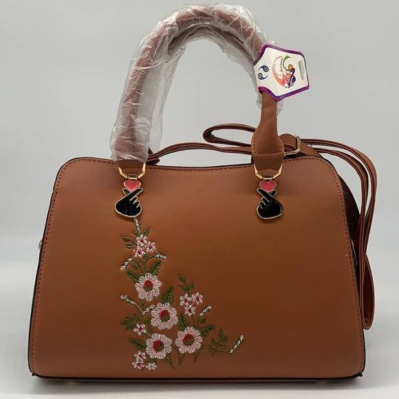 Unknown Handbags - Tan Embroidered Tote Purse